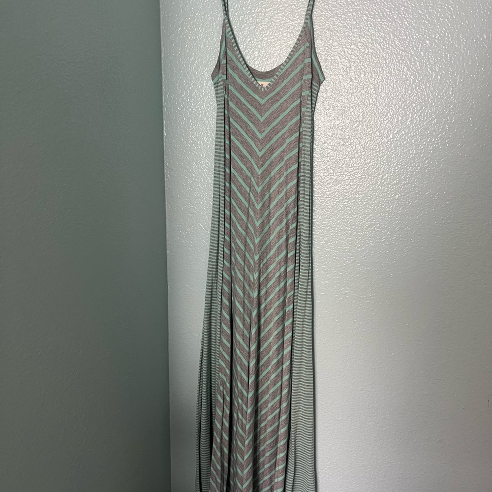 Ella Green Maxi Dress with Elegant Stripes